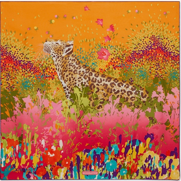 Salvatore Ferragamo Scarf Leopard in Flower Garden Pink Multicolor Scarf - Picture 2 of 16